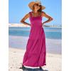 imageANRABESS Womens Summer Casual Long Maxi Beach Vacation Dresses Sleeveless Square Neck Flowy Tiered Sun Dress with PocketsRose Pink