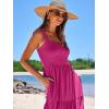 imageANRABESS Womens Summer Casual Long Maxi Beach Vacation Dresses Sleeveless Square Neck Flowy Tiered Sun Dress with PocketsRose Pink
