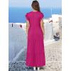 imageANRABESS Womens Summer Casual Maxi Dress V Neck Ruffle Sleeve Long Dresses Fashion Flowy Tiered Boho Beach Vacation SundressHot Pink