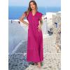 imageANRABESS Womens Summer Casual Maxi Dress V Neck Ruffle Sleeve Long Dresses Fashion Flowy Tiered Boho Beach Vacation SundressHot Pink