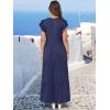 imageANRABESS Womens Summer Casual Maxi Dress V Neck Ruffle Sleeve Long Dresses Fashion Flowy Tiered Boho Beach Vacation SundressNavy Blue