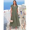 imageANRABESS Womens Summer Casual Maxi Dress V Neck Ruffle Sleeve Long Dresses Fashion Flowy Tiered Boho Beach Vacation SundressOlive