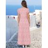 imageANRABESS Womens Summer Casual Maxi Dress V Neck Ruffle Sleeve Long Dresses Fashion Flowy Tiered Boho Beach Vacation SundressPink Floral