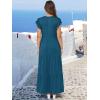imageANRABESS Womens Summer Casual Maxi Dress V Neck Ruffle Sleeve Long Dresses Fashion Flowy Tiered Boho Beach Vacation SundressTeal Blue