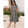 imageANRABESS Womens Summer Casual Short Sleeve V Neck Midi Dresses 2025 Spring Flowy Aline Tiered T Shirts Boho Beach DressBlack White Floral