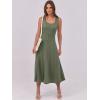 imageANRABESS Womens Summer Casual Sleeveless Midi Dresses Scoop Neck Fit ampamp Flare ALine Flowy Long Sundress Beach OutfitsArmy Green