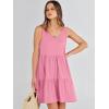 imageANRABESS Womens Summer Casual Tank Dress Sleeveless V Neck T Shirt Sundress Flowy Tiered Swing Mini Beach Vacation DressesPink