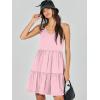 imageANRABESS Womens Summer Casual Tank Dress Sleeveless V Neck T Shirt Sundress Flowy Tiered Swing Mini Beach Vacation DressesPink White Dot