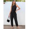 imageANRABESS Womens Summer Jumpsuits Dressy Casual One Piece Outfits Sleeveless Crewneck Rompers Jumper with Pockets 2025 TrendyBlack