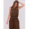 imageANRABESS Womens Summer Jumpsuits Dressy Casual One Piece Outfits Sleeveless Crewneck Rompers Jumper with Pockets 2025 TrendyBrown