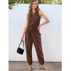 imageANRABESS Womens Summer Jumpsuits Dressy Casual One Piece Outfits Sleeveless Crewneck Rompers Jumper with Pockets 2025 TrendyBrown