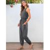 imageANRABESS Womens Summer Jumpsuits Dressy Casual One Piece Outfits Sleeveless Crewneck Rompers Jumper with Pockets 2025 TrendyDeep Grey