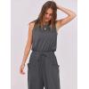imageANRABESS Womens Summer Jumpsuits Dressy Casual One Piece Outfits Sleeveless Crewneck Rompers Jumper with Pockets 2025 TrendyDeep Grey