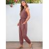 imageANRABESS Womens Summer Jumpsuits Dressy Casual One Piece Outfits Sleeveless Crewneck Rompers Jumper with Pockets 2025 TrendyDusty Rust