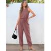 imageANRABESS Womens Summer Jumpsuits Dressy Casual One Piece Outfits Sleeveless Crewneck Rompers Jumper with Pockets 2025 TrendyDusty Rust