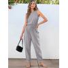 imageANRABESS Womens Summer Jumpsuits Dressy Casual One Piece Outfits Sleeveless Crewneck Rompers Jumper with Pockets 2025 TrendyGrey