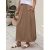 imageANRABESS Womens Summer Long Maxi Skirts 2025 Trendy Ankle Length High Waisted Boho Flowy Beach Skirt with Pockets FashionKhaki