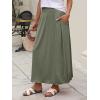 imageANRABESS Womens Summer Long Maxi Skirts 2025 Trendy Ankle Length High Waisted Boho Flowy Beach Skirt with Pockets FashionOlive Green