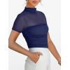 imageANRABESS Womens Summer Sexy Mock Turtle Neck Short Sleeve Tops Sheer Mesh Shirts Slim Blouse Trendy Ruched Going Out OutfitsNavy Blue