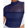 imageANRABESS Womens Summer Sexy Mock Turtle Neck Short Sleeve Tops Sheer Mesh Shirts Slim Blouse Trendy Ruched Going Out OutfitsNavy Blue