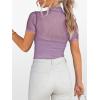imageANRABESS Womens Summer Sexy Mock Turtle Neck Short Sleeve Tops Sheer Mesh Shirts Slim Blouse Trendy Ruched Going Out OutfitsPurple