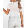imageANRABESS Womens Summer Sexy Mock Turtle Neck Short Sleeve Tops Sheer Mesh Shirts Slim Blouse Trendy Ruched Going Out OutfitsWhite
