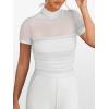 imageANRABESS Womens Summer Sexy Mock Turtle Neck Short Sleeve Tops Sheer Mesh Shirts Slim Blouse Trendy Ruched Going Out OutfitsWhite