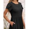 imageANRABESS Womens Summer Short Sleeve ALine Midi Dresses Casual Floral TShirt Dresses Flowy Beach Sundress with PocketsBlack