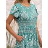 imageANRABESS Womens Summer Short Sleeve ALine Midi Dresses Casual Floral TShirt Dresses Flowy Beach Sundress with PocketsGreen Print