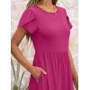 imageANRABESS Womens Summer Short Sleeve ALine Midi Dresses Casual Floral TShirt Dresses Flowy Beach Sundress with PocketsHot Pink
