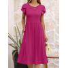 imageANRABESS Womens Summer Short Sleeve ALine Midi Dresses Casual Floral TShirt Dresses Flowy Beach Sundress with PocketsHot Pink