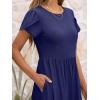 imageANRABESS Womens Summer Short Sleeve ALine Midi Dresses Casual Floral TShirt Dresses Flowy Beach Sundress with PocketsNavy Blue