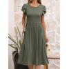 imageANRABESS Womens Summer Short Sleeve ALine Midi Dresses Casual Floral TShirt Dresses Flowy Beach Sundress with PocketsOlive