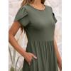 imageANRABESS Womens Summer Short Sleeve ALine Midi Dresses Casual Floral TShirt Dresses Flowy Beach Sundress with PocketsOlive