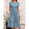imageANRABESS Womens Summer Short Sleeve ALine Midi Dresses Casual Floral TShirt Dresses Flowy Beach Sundress with PocketsPrint Blue Yellow Floral