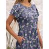 imageANRABESS Womens Summer Short Sleeve ALine Midi Dresses Casual Floral TShirt Dresses Flowy Beach Sundress with PocketsPurple