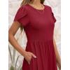 imageANRABESS Womens Summer Short Sleeve ALine Midi Dresses Casual Floral TShirt Dresses Flowy Beach Sundress with PocketsRed