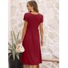 imageANRABESS Womens Summer Short Sleeve ALine Midi Dresses Casual Floral TShirt Dresses Flowy Beach Sundress with PocketsRed