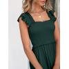 imageANRABESS Womens Summer Sleeveless Maxi Dress Square Neck Smocked Boho Casual Ruffle Strap Flowy ALine Long Beach SundressDeep Green