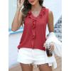 imageANRABESS Womens Summer Tank Tops V Neck Sleeveless Ruffle Business Texture Shirts 2025 Ladies Casual Dressy Blouses OutfitsRed