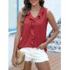 imageANRABESS Womens Summer Tank Tops V Neck Sleeveless Ruffle Business Texture Shirts 2025 Ladies Casual Dressy Blouses OutfitsRed