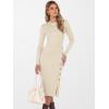 imageANRABESS Womens Sweater Dress Long Sleeve Crewneck Ribbed Knit Fitted Bodycon Botton Down Elegant Slit Midi Dresses Fall 2025Beige