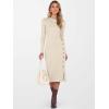 imageANRABESS Womens Sweater Dress Long Sleeve Crewneck Ribbed Knit Fitted Bodycon Botton Down Elegant Slit Midi Dresses Fall 2025Beige