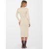 imageANRABESS Womens Sweater Dress Long Sleeve Crewneck Ribbed Knit Fitted Bodycon Botton Down Elegant Slit Midi Dresses Fall 2025Beige