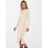 imageANRABESS Womens Sweater Dress Long Sleeve Crewneck Ribbed Knit Fitted Bodycon Botton Down Elegant Slit Midi Dresses Fall 2025Beige