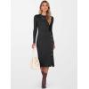 imageANRABESS Womens Sweater Dress Long Sleeve Crewneck Ribbed Knit Fitted Bodycon Botton Down Elegant Slit Midi Dresses Fall 2025Black