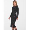 imageANRABESS Womens Sweater Dress Long Sleeve Crewneck Ribbed Knit Fitted Bodycon Botton Down Elegant Slit Midi Dresses Fall 2025Black