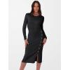 imageANRABESS Womens Sweater Dress Long Sleeve Crewneck Ribbed Knit Fitted Bodycon Botton Down Elegant Slit Midi Dresses Fall 2025Black