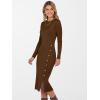 imageANRABESS Womens Sweater Dress Long Sleeve Crewneck Ribbed Knit Fitted Bodycon Botton Down Elegant Slit Midi Dresses Fall 2025Brown