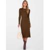 imageANRABESS Womens Sweater Dress Long Sleeve Crewneck Ribbed Knit Fitted Bodycon Botton Down Elegant Slit Midi Dresses Fall 2025Brown
